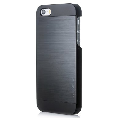 iPhone 5S Case MOTOMO Black iPhone 5S Case Aluminum Brushed Aluminum Metal Cover Protective Case - Verizon ATampT Sprint T-Mobile International and Unlocked - Case for Phone 5  iPhone 5S - Retail Packaging - BlackBlack 115SPCIMAC-BK