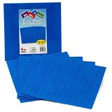 Brick Building Base Plates By SCS - Large 10x10 Blue Baseplates 4 Pack - Tight Fit with Lego