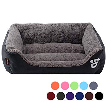 Urijk Soft Washable Dog Cat Bed, Waterproof Oxford Dog Basket Bed Bolster Lounge for Small Puppy Medium Large Dog Cat, Luxury Warm Fleece Dog Cuddler Bed Cushion with Non Slip Base