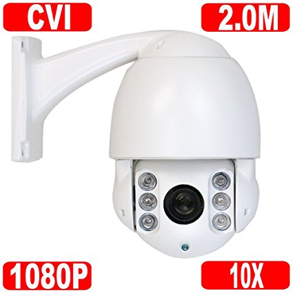GW Security 1080P (1920×1080) HD-CVI High Speed Dome PTZ Camera 2.0 Megapixel Sony Cmos H.264 10X Optical Zoom Waterproof Outdoor IR Night Vision (Only Compatible with HD-CVI DVR)