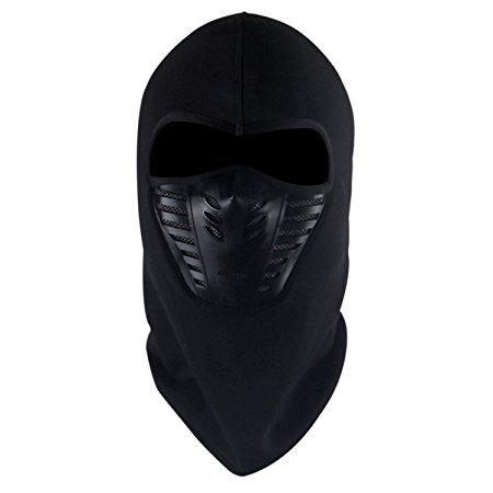 Tagvo Warm Balaclava Full Face Mask Cover with Breathable Mesh Silicone Panel, Winter Fleece Neck Warmer Wind Proof, Fit Helmet Hat for Adults - Elastic Size Universal(Black)