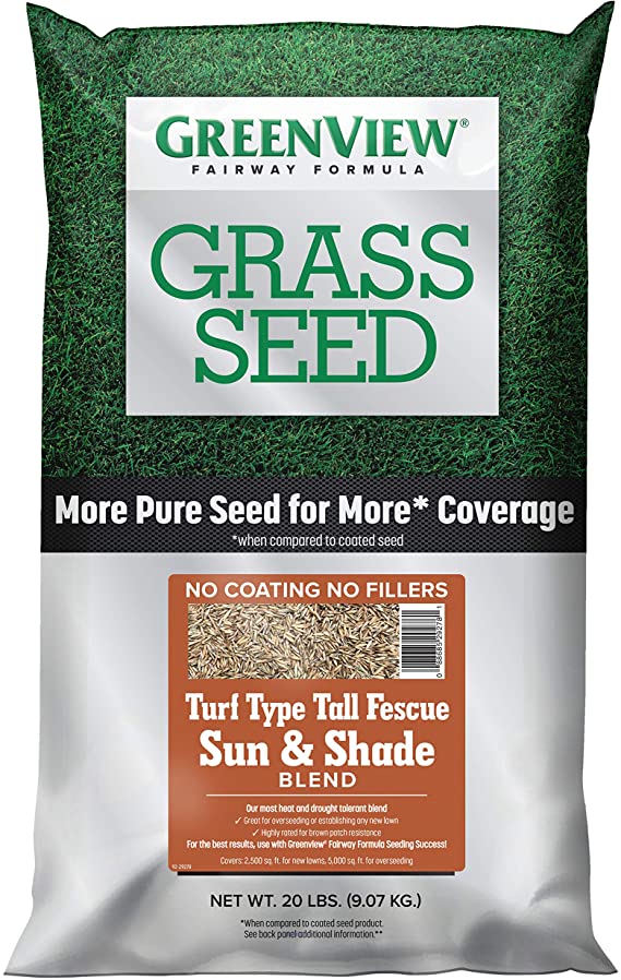 GreenView 2829348 Fairway Formula Grass Seed Turf Type Tall Fescue Sun & Shade Blend, 20 lb