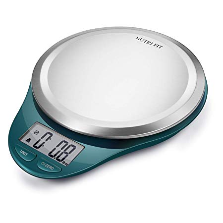 Digital Kitchen Scale with Dough Scraper, NUTRI FIT High Accuracy Multifunction Food Scale with LCD Display for Baking Kitchen Cooking,Tare & Auto Off Function (Blue)