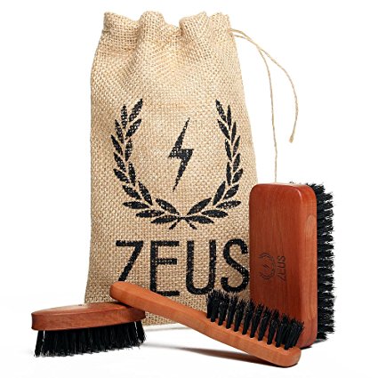 Zeus Beard Brush Kit for Men - 100% Natural Boar Bristle Brush Set for Softer and Fuller Beards and Mustaches