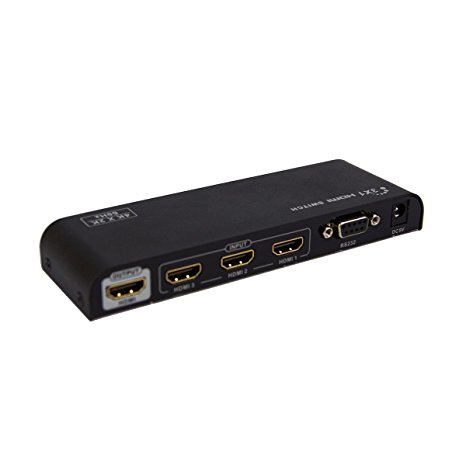 E-SDS UHD 4K@60Hz HDMI Switch,3 In 1 Out HDMI Switch with IR Wireless Remote, HDMI 2.0,HDCP 2.2,RS232