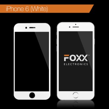 Iphone 6 and 6S 47 Inch Tempered Glass Screen Protector FULL WIDTH with White edge - Excellent Fitting Premium 9H Featuring Anti-scratch Anti-fingerprint Bubble Free Features By Foxx Electronics