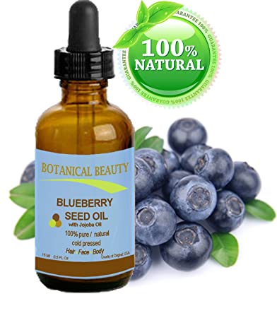 Botanical Beauty BLUEBERRY SEED OIL. Natural Cold Pressed Carrier Oil. 0.5 Fl.oz.- 15 ml. For Skin, Hair, Lip And Nail Care. "It Is One Of Nature'S Most Potent Antioxidants. Rich In Vitamin A, B Complex, C, E, And Omega 3".