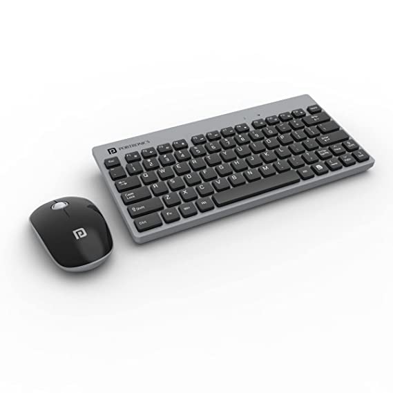 Portronics Key2 Combo Multimedia Wireless Keyboard & Mouse with 2.4 GHz Wireless Technology, Soft & Silent Button, Compact Size(Grey)