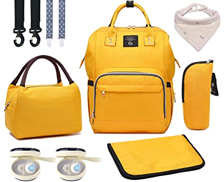 Diaper Bag Set, 8-in-1 Baby Care Backpack for Mom Dad Nappy Bag