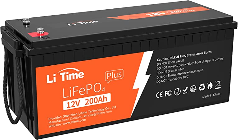 LiTime 12V 200Ah PLUS Lithium LiFePO4 Battery, Built-in 200A BMS, 4000  Deep Cycles, Max 2560W Power Output, FCC&UL Certificates, 10-Year Lifetime, Perfect for RV, Solar, Marine, Off-Grid, etc.