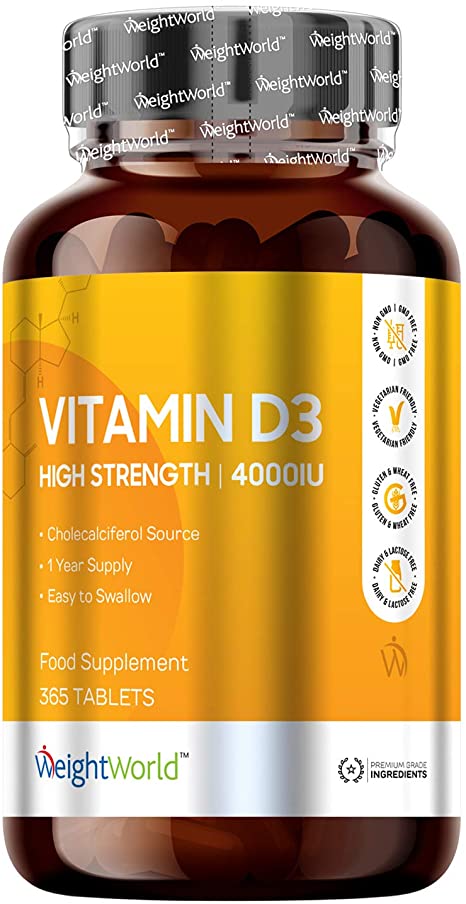 High Strength Vitamin D3 Tablets - 4000IU - 365 Day Supply - Strong Health Supplement for Immune Support, Calcium Boost, Skin Health, Bone & Joint Care, VIT D Without Sun, Veggie & Keto Friendly