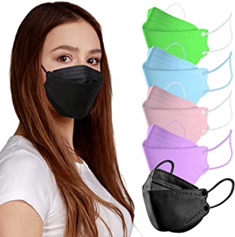 KF94 Mask 50 Pack Black or Multicolored KF94 Face Masks for Women Men Adult Size for Office, Outdoor, Daily Use