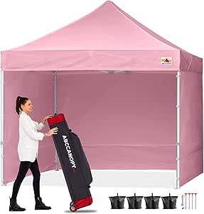 ABCCANOPY Easy Pop Up Canopy Tent with Sidewalls 10x10 Commercial -Series, Pink