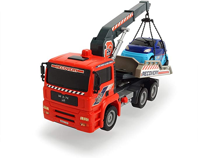 Dickie Toys 12" Air Pump Action Tow Truck with Crane Vehicle