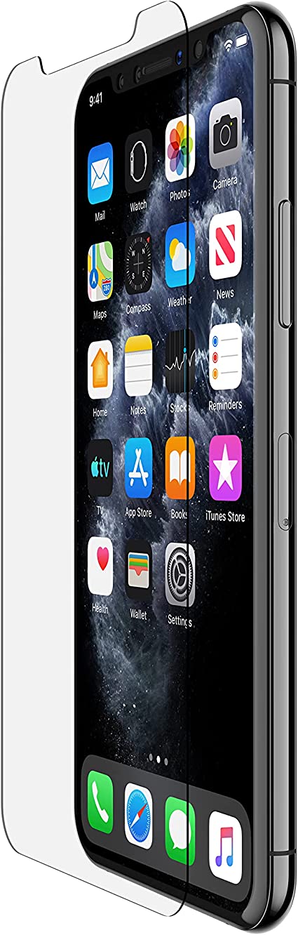 Belkin Screen Protector for Apple iPhone 11 Pro Max or iPhone XS Max with Antimicrobial-Treated and Included Easy Align Tray for Simple, Bubble Free Installation, ScreenForce TemperedGlass