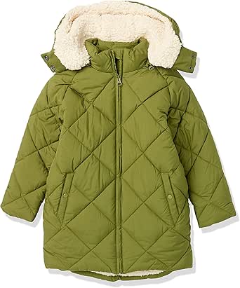 Amazon Essentials Girls and Toddlers' Long Quilted Cocoon Puffer Coat