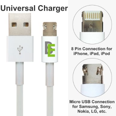 [Universal Charging Cable] Brand New Technology. Single head charger cable cord for your iPhone, iPad, iPod, Samsung Galaxy, Note, Nokia, Sony, LG and many more devices. Data/Sync and Charge(1 Pack)
