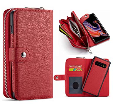 iPhone XR Detachable Wallet Case,Hynice Leather Zipper Purse for Women Magnetic Removable Silm Cover with Strap Credit Holder Cash Pocket for iPhone XR 6.1 (Lichi-Red, iPhone XR)