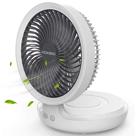 HOKEKI USB Desk Fan with Night Breathing Light, Air Circulator Desk Fan 90 Degree Rotation Portable Foldable Fan for Home, Office, Travel, Camping, Outdoor, Indoor Fan, 4 Speed Setting, White