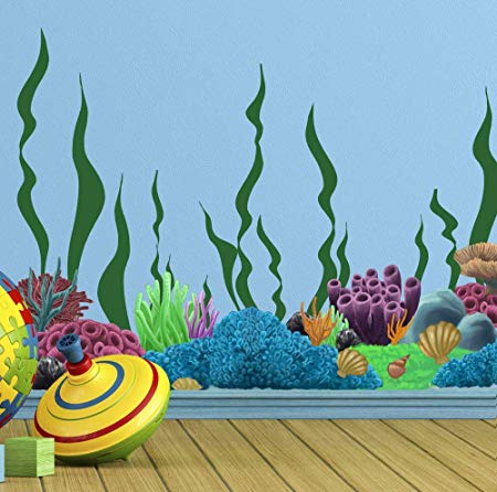 Create-A-Mural Coral & Seaweed, Ocean Wall Decals, Undersea Wall Decor Stickers for Kids Room ~ (34) Sea Wall Stickers