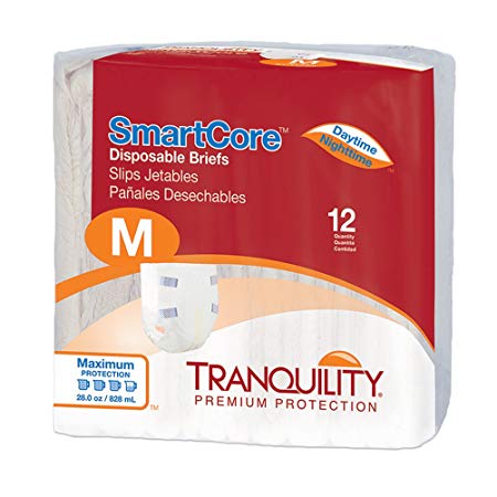 Tranquility SmartCoreTM Adult Disposable Color-Coded Briefs (Medium - 12 Count)