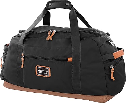 Eddie Bauer Bygone 45L Midsize Duffel Made from Rugged Polyester/Nylon with U-Shaped Main Compartment, Black, One Size