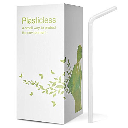 200-Pack 100% Plant-Based Compostable Straws - Plasticless Biodegradable Flexible Drinking Straws - A Fantastic Alternative to Plastic Straws