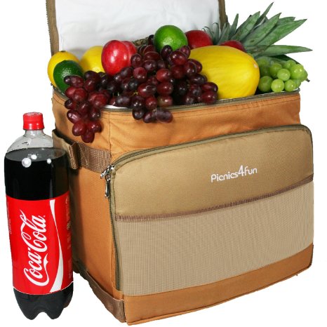 Large Cool Bag Cool Box with Wheels Beige 45 Litre