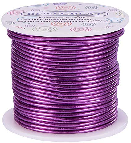 BENECREAT 12 17 18 Gauge Aluminum Wire (12 Gauge,100FT) Anodized Jewelry Craft Making Beading Floral Colored Aluminum Craft Wire - Purple