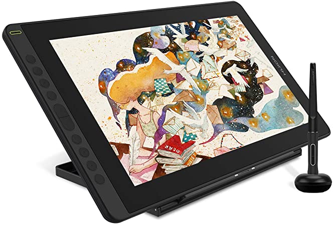 2021 HUION Drawing Tablet KAMVAS 16 Pen Display with Full-Laminated Screen Battery-Free Sylus Tilt 10 Press Keys Full-Featured Type C Cable and a Adjustable Stand,15.6inch