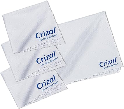 Crizal Microfiber Cleaning Cloth for Glasses, 4 Pack (3 Standard, 1 Large Cloth) | The Best Microfiber Cleaning Clothes for Crizal Anti Reflective Coated Lenses and Eyeglasses Lenses