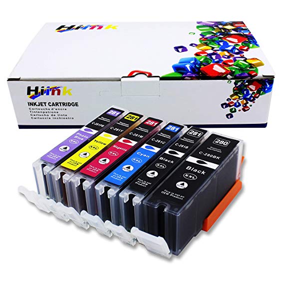HIINK Compatible Ink Replacement for Canon PGI-280XXL CLI-281XXL Super High Yield Ink use with Canon Pixma TS8120 TS8220 TS9120 TS9520 TS9521C (PGblack Black Cyan Magenta Yellow Photo Blue, 6 Pack)