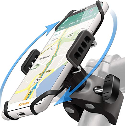 Bike Phone Mount Holder: Best UNIVERSAL Handlebar Cradle for ALL Cell Phones & Bikes. Clamp Fits Road Motorcycle & Mountain Bicycle Handlebars. Cycling Accessories For iPhone X 8 7 6 Plus Galaxy ETC.