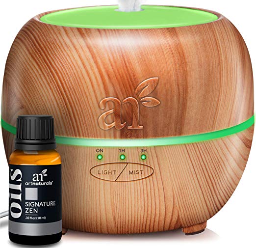 ArtNaturals Essential Oil Diffuser with Signature Zen Blend – (150ml Tank with 10ml Blend) – Ultrasonic Cool Mist Aroma Humidifier-Auto Shut-Off and 7 Color LED Lights–Therapeutic Aromatherapy