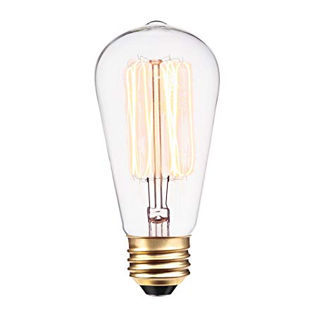 Globe Electric 01324 40W Vintage Edison S60 Squirrel Cage Incandescent Filament Light Bulb, E26 Base, 145 Lumens
