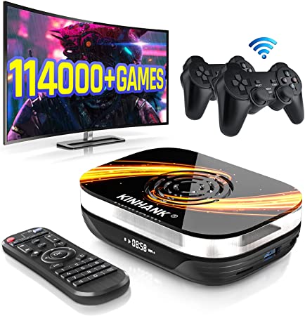 Kinhank Super Console X3 Plus Video Game Consoles Built-in 114,000  Classic Games, S905X3 Chips,Android TV 9.0/Corelec/Emuelec 4.5 Game System in 1, 8K UHD TV Output, Voice Remote, BT 4.0 (256G)