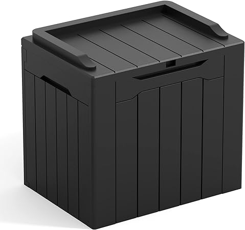 Greesum 31 Gallons Outdoor Storage Box All Weather Resin Deck Box for Patio Furniture,Outdoor Toys,Garden Tools,Black