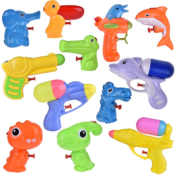 12 PCs Water Guns Animals Toys, Summer Water Squirters Water Soaker Blaster Fight Toys for Kids, Swimming Pool Party Favors Bath Toy