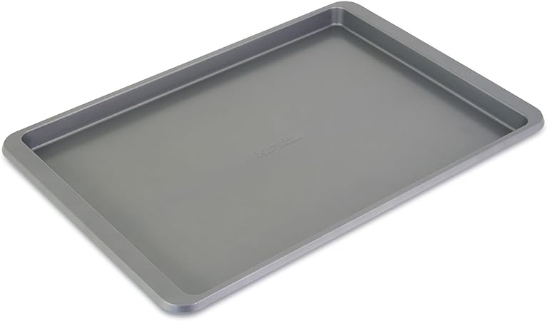 KitchenAid Nonstick 13 x 18 in Baking Sheet with Extended Handles for Easy Grip, Aluminized Steel to Promoted Even Baking, Dishwasher Safe,Contour Silver