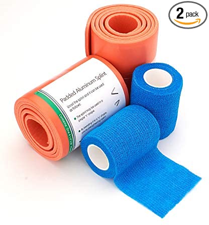 Universal Splint Roll with Self Adherent Cohesive Tape Adhesive Bandage Wrap for Sports, First Aid, Pets (Blue)