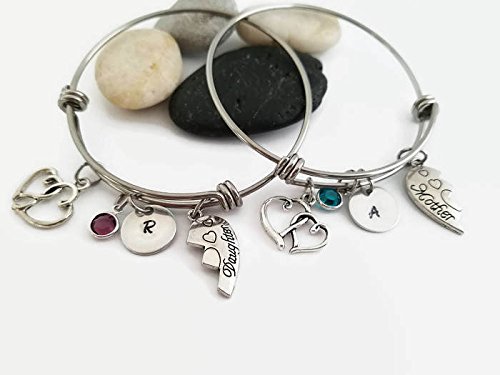Mother Daughter bangle bracelet set, personalized gift for mom and daughter