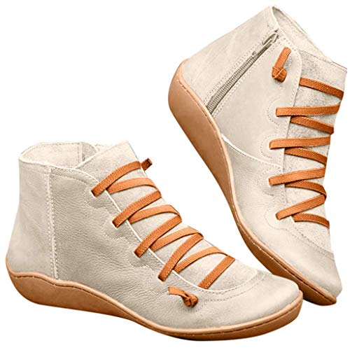 ⭐ Futurelove ⭐ 2019 New Women's Arch Support Boots with Side Zipper Ankle Boots Leather Comfortable Damping Shoes Platform Wedge Booties
