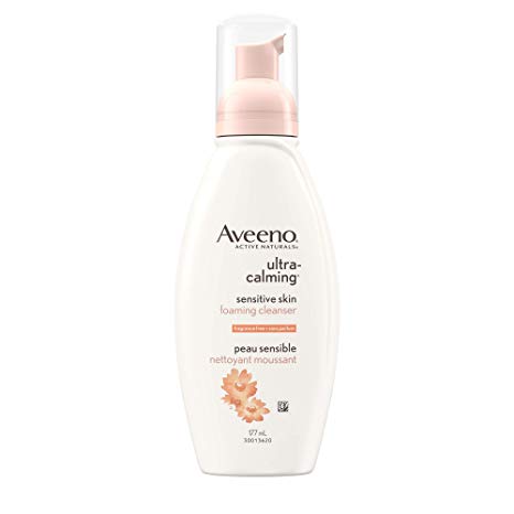 Aveeno Ultra Calming Foaming Face Wash and Makeup Remover, Sensitive Skin Face Cleanser, 177 mL