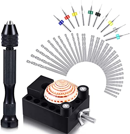 58 Pieces Hand Drill Bits Set Pin Vise Bench Vice 10 Pieces 0.1-1 mm PCB Mini Drill Bits and 46 Pieces Micro Twist Drill Bits for Metal Wood Resin Polymer Clay Craft DIY Jewelry, 4 Kinds of Tools