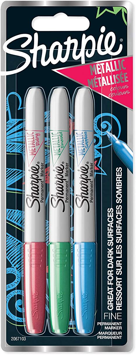 Sharpie Metallic Permanent Markers | Fine Point | Assorted Colours | 3 Count