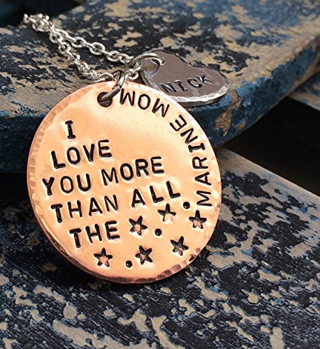 I love you more than all the stars Marine/Navy/Army/USAF Mom Necklace