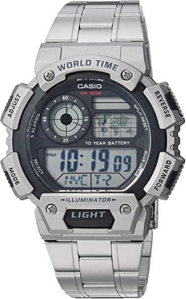 Casio Men's Classic Quartz Watch with Stainless-Steel Strap, Silver, 25.75 (Model: AE-1400WHD-1AVCF)