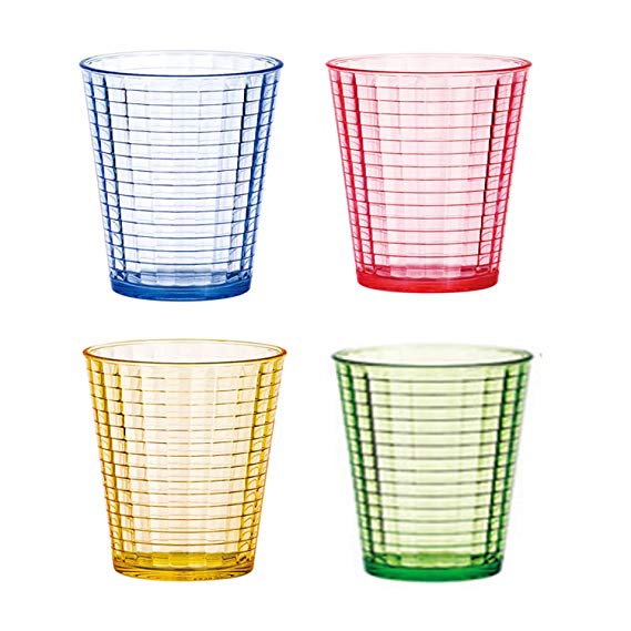 Gosear 4 PCS 150ml Colourful Plastic Cups Drink Glasses Stackable Tumblers for Catering Parties Tastings Events Weddings Buffets Random Color