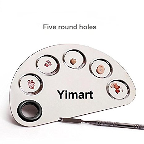 Yimart® Pro Stainless Steel Makeup Cosmetic Artist Five Holes Mixing Pallete Spatula