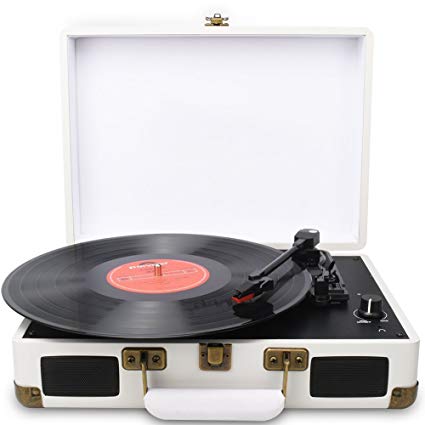 DIGITNOW! Turntable Record Player 3 Speeds with Built-in Stereo Speakers, Supports USB / RCA Output / Headphone Jack / MP3 / Mobile Phones Music Playback,Suitcase Design